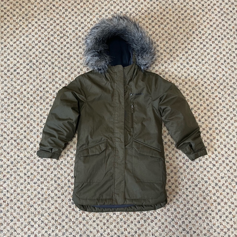 Columbia Green Parka with Faux Fur Hood